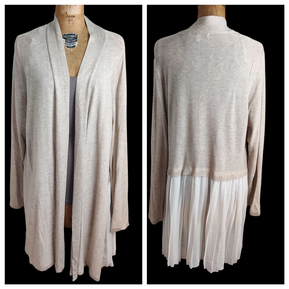 Fever Women's Beige Cardigan with Pleated Back, 2X